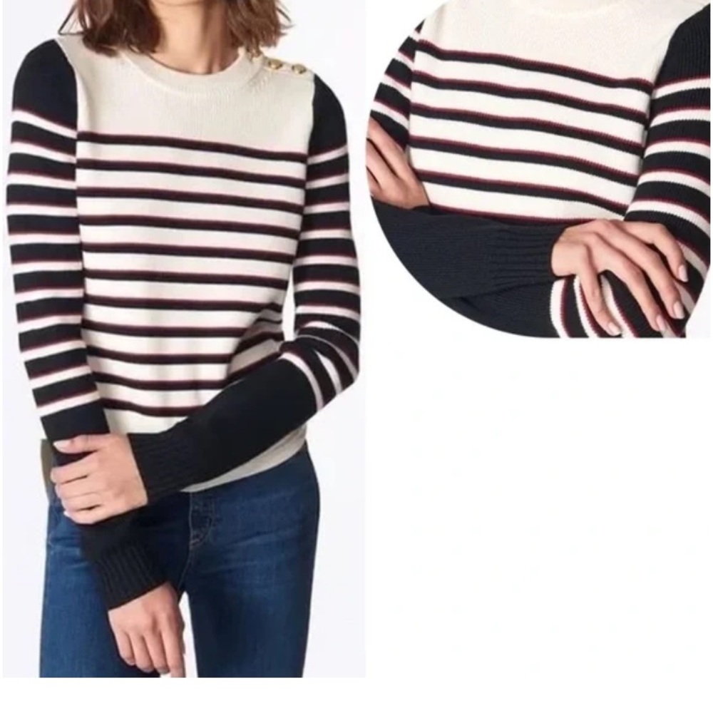 Veronica Beard navy and White Striped Sweater